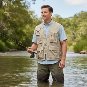 Pacific Crest Beige Cotton Fishing Vest Mens Size Extra Large Outdoors Vacation